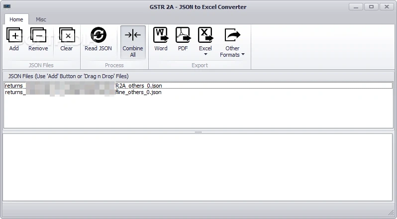 GSTR 2A - JSON to Excel Converter arayüzü