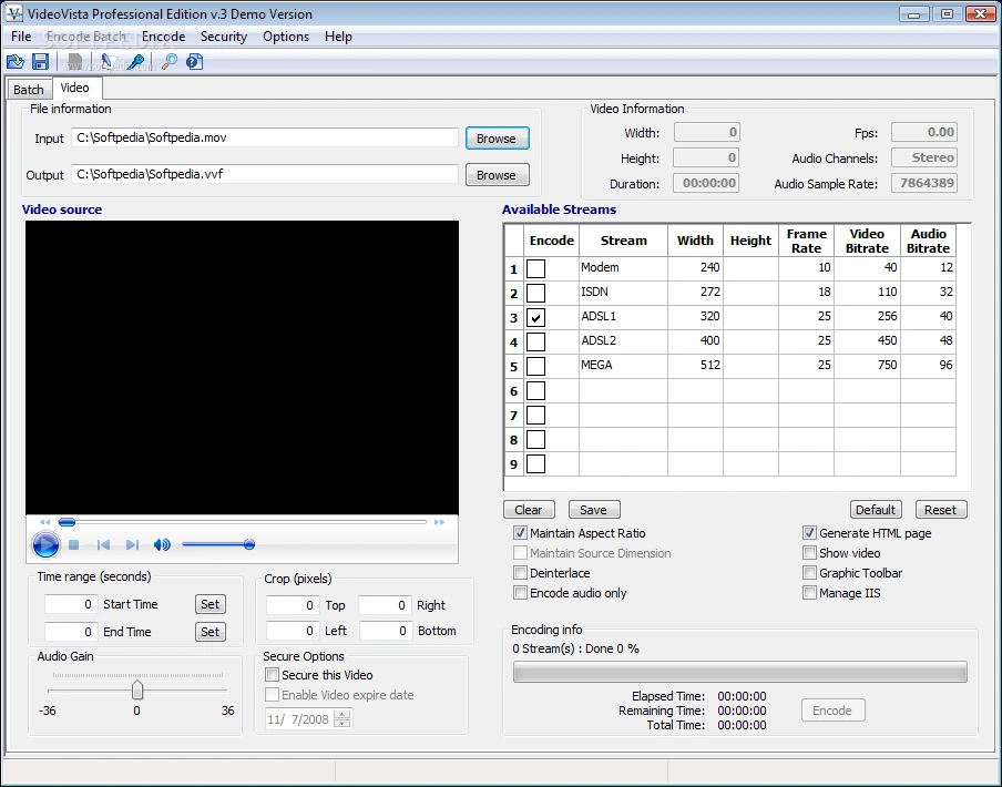 VideoVista Professional Edition arayüzü